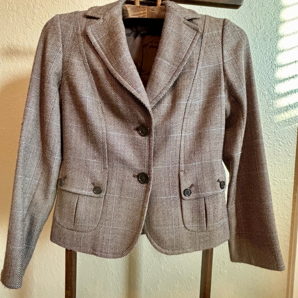Ann Taylor Taupe Herringbone Blazer